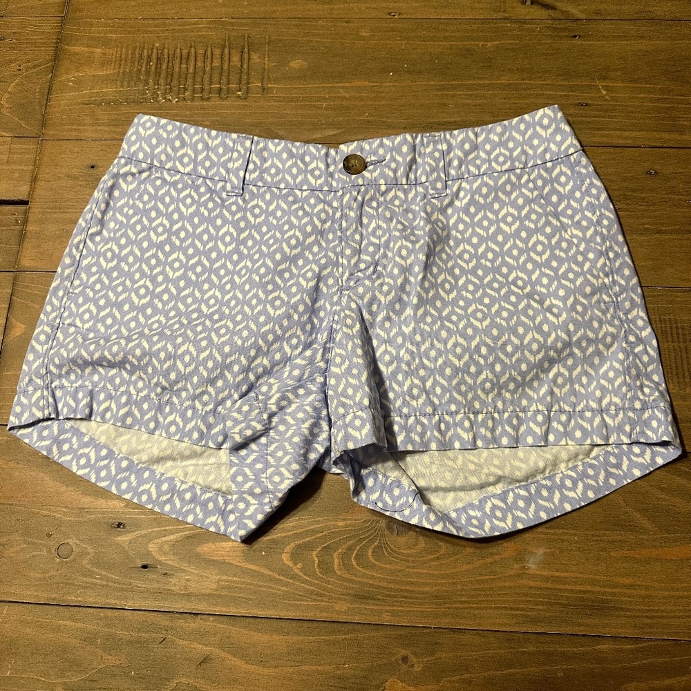 ! Old Navy Y2K 2000s Preppy Summer Blue Cotton Print Chino Shorts Women Size 0